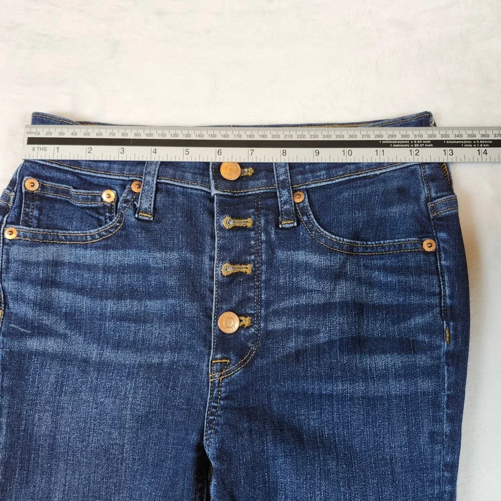 J.Crew Billie Demi Boot Crop Jeans Womens 24 Dark Wash Excellent Button‎ 9